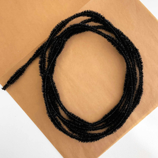 Metallic Black Petite 2-1/2" Bump Chenille for Beards and Arms ~ Pre-cut 2 yds. (30 bumps)